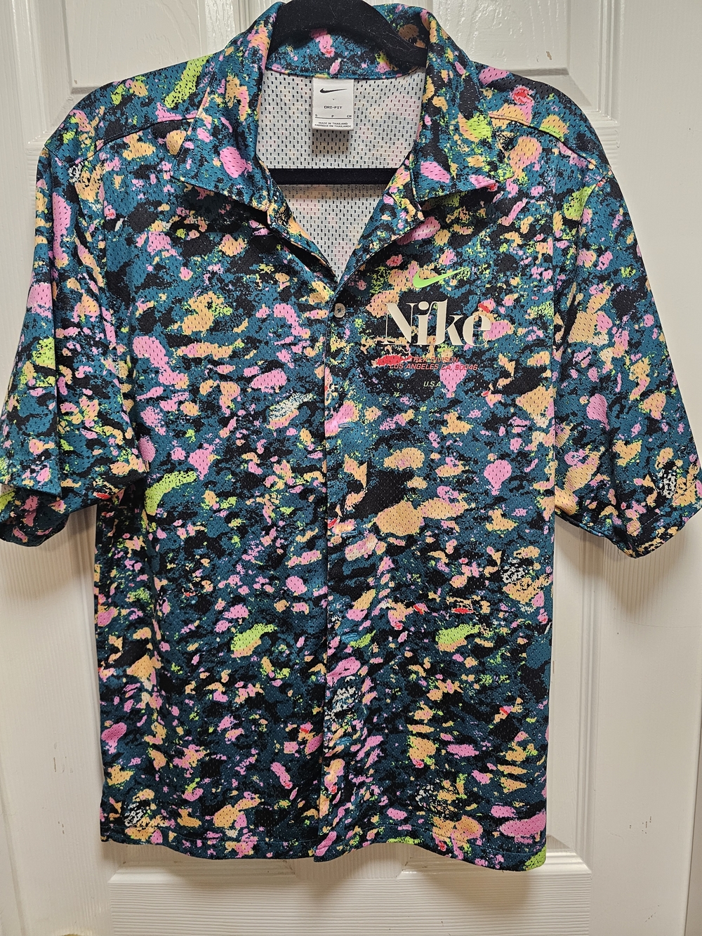 Nike Dri-FIT Colorful Graphic Shirt Size S Green Multicolor Thailand Nike Treck - Picture 2 of 10